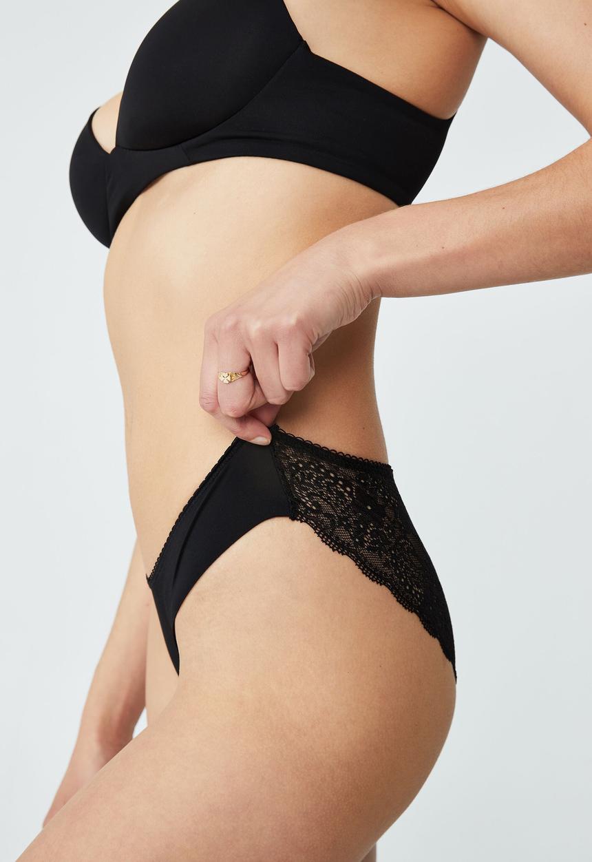 Cotton On - Ultimate comfort lace bikini brief - black