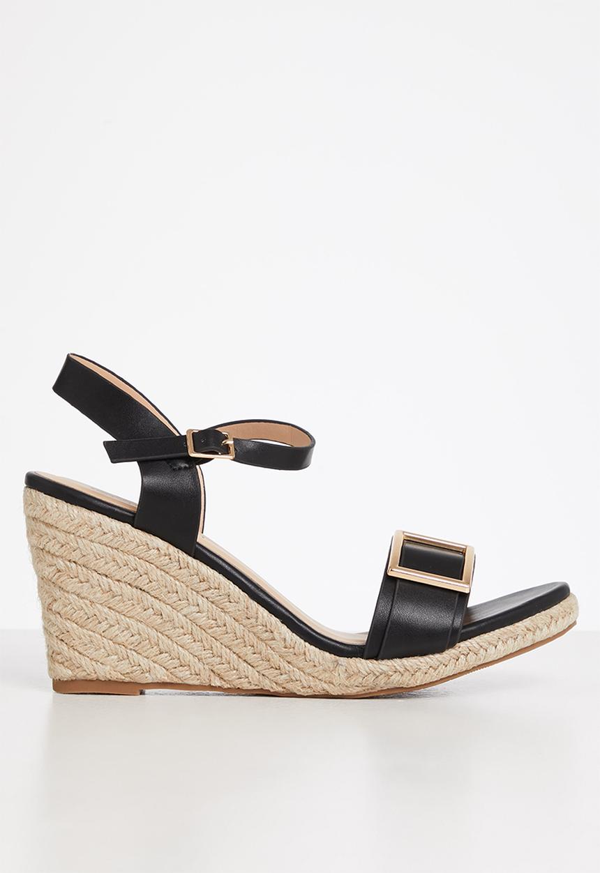 Butterfly Feet - Drayco 8 espadrille wedge heel - black