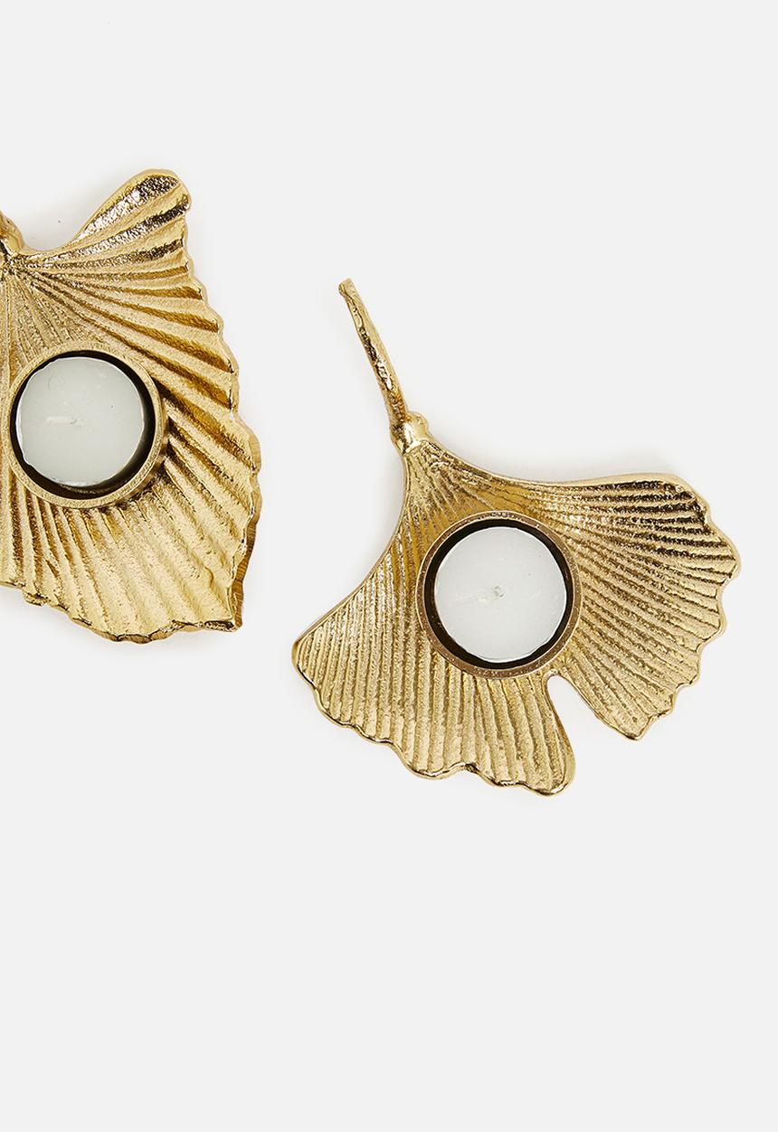 H&S - Leaf tealight holder - gold 