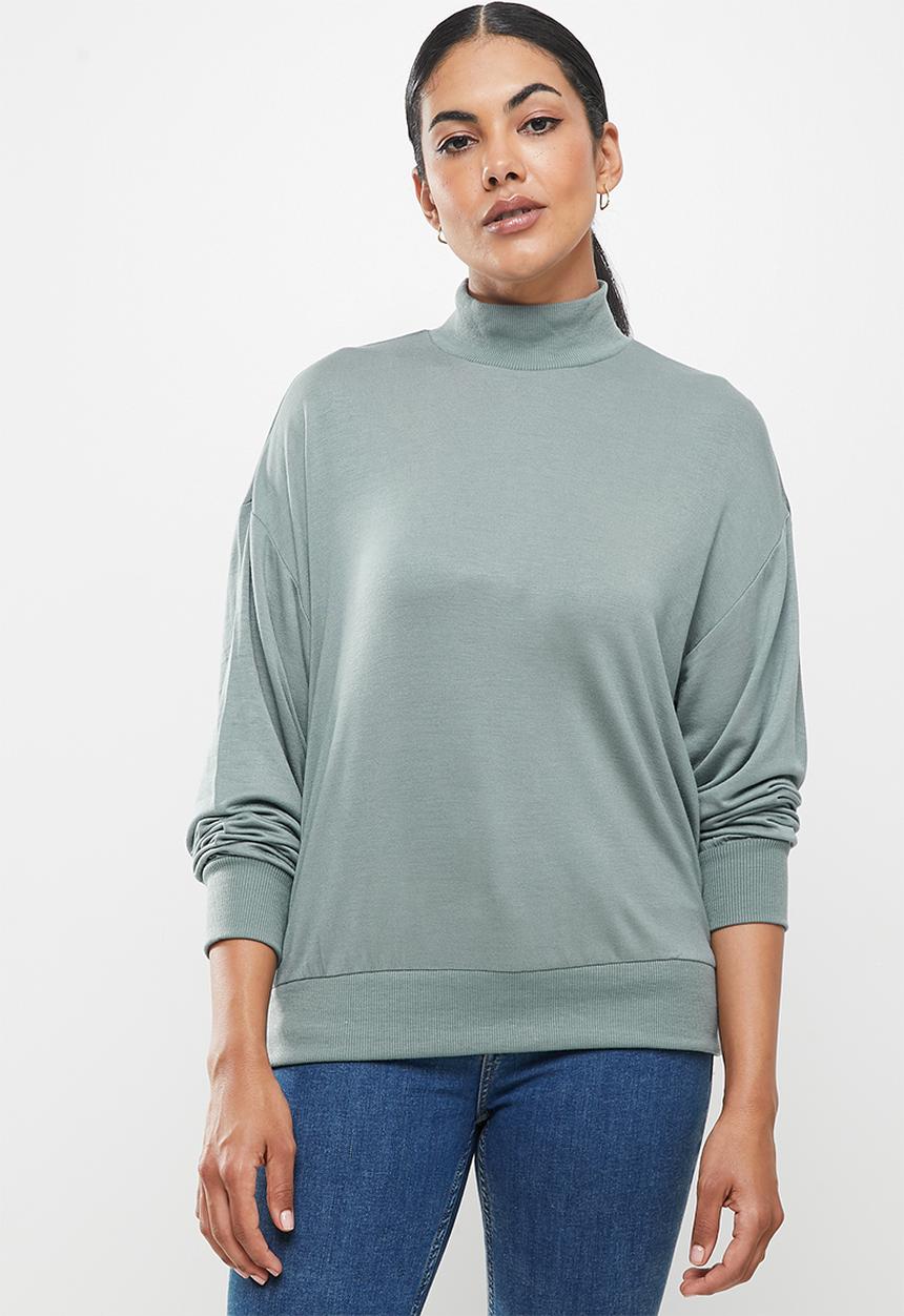 ONLY - Linka long sleeve high neck top - stormy sea