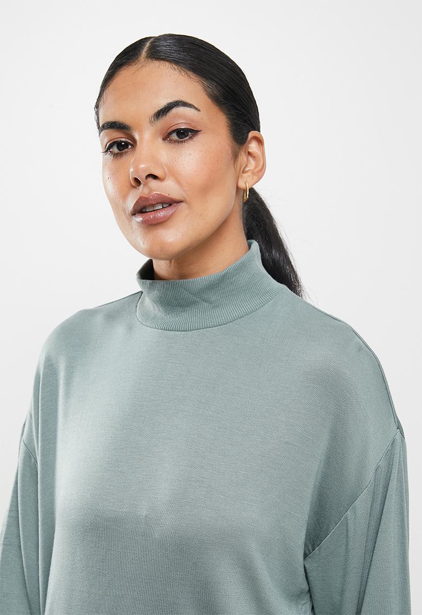 ONLY - Linka long sleeve high neck top - stormy sea