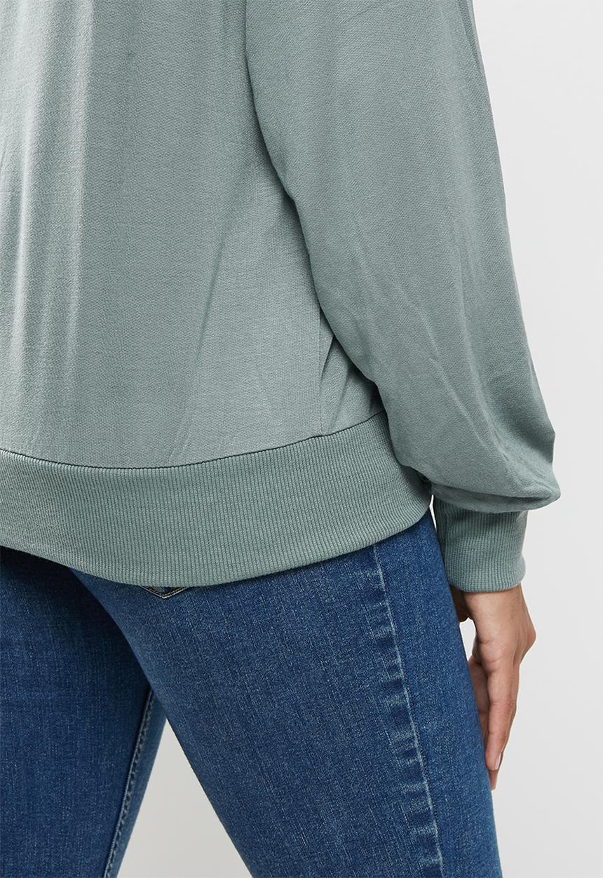 ONLY - Linka long sleeve high neck top - stormy sea