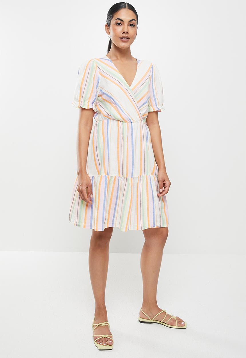 ONLY - Tinna short sleeve wrap dress - flame orange