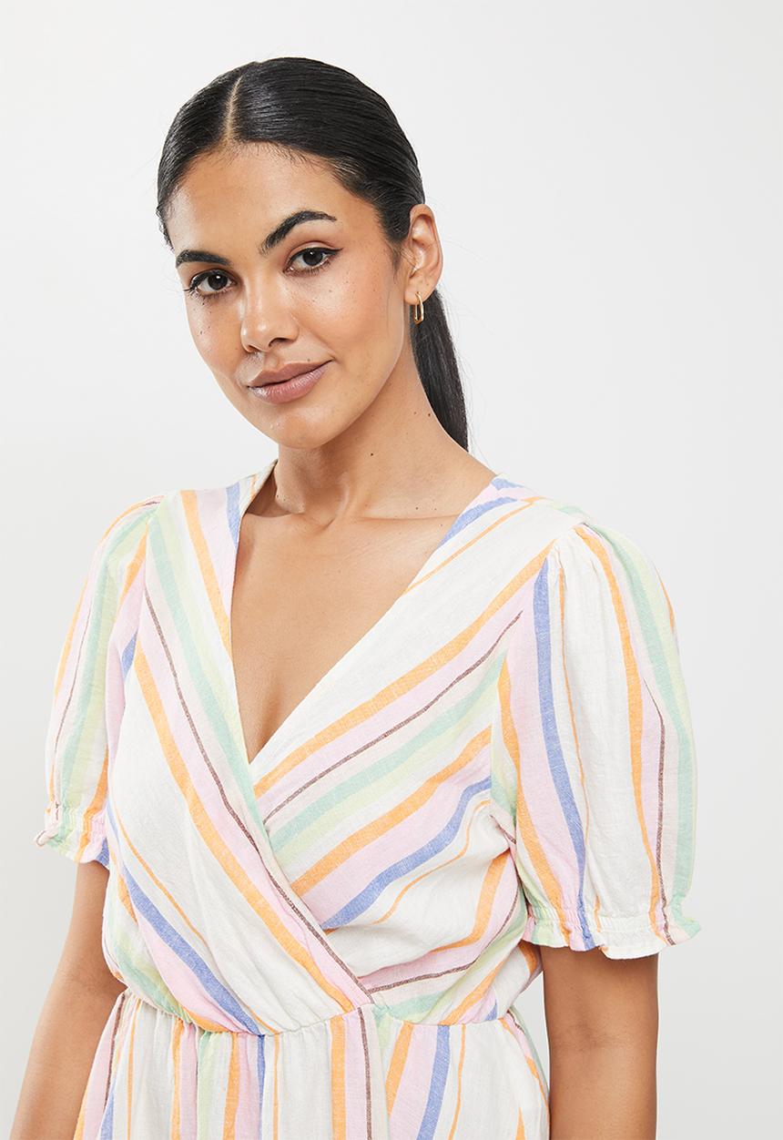 ONLY - Tinna short sleeve wrap dress - flame orange