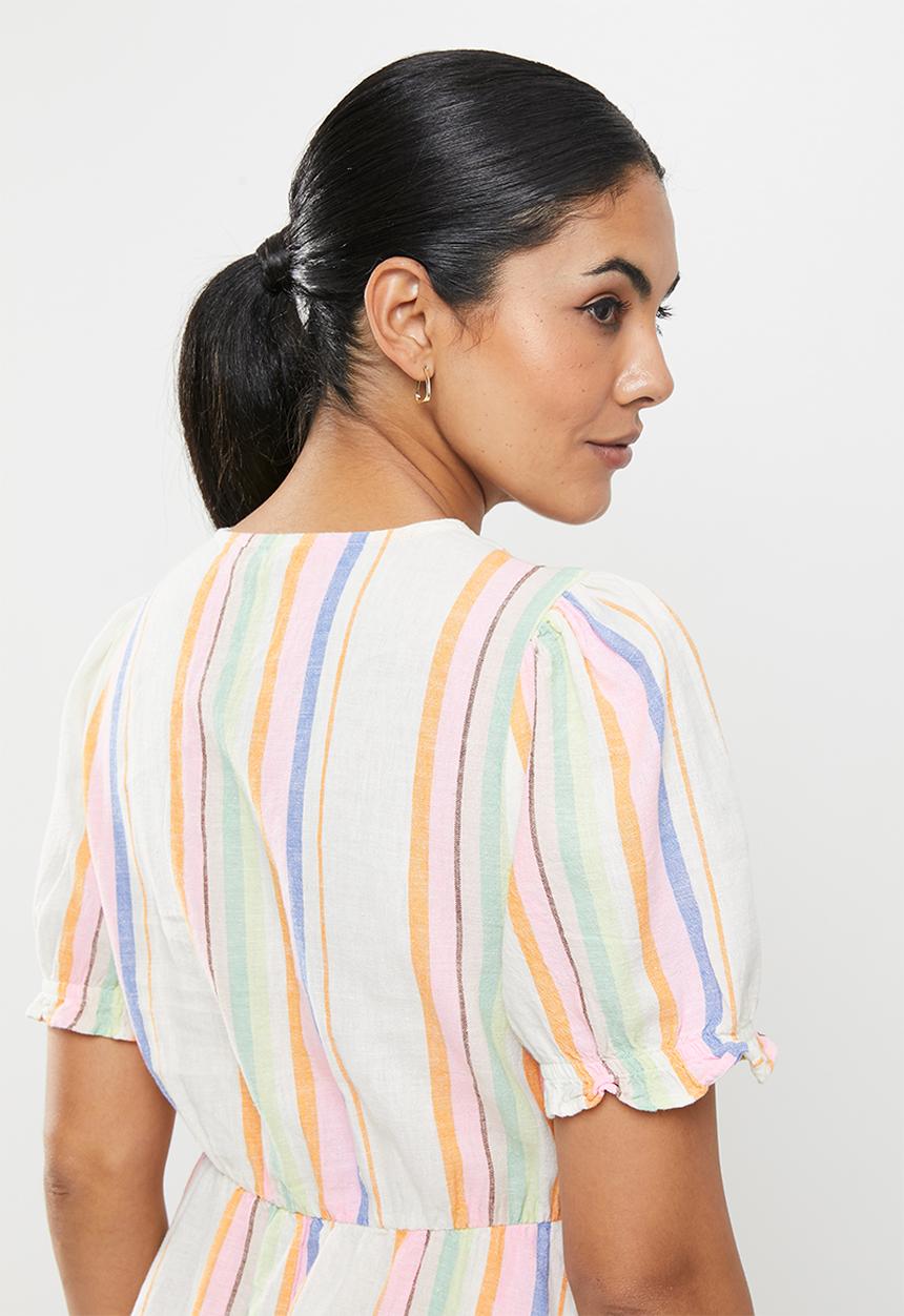 ONLY - Tinna short sleeve wrap dress - flame orange