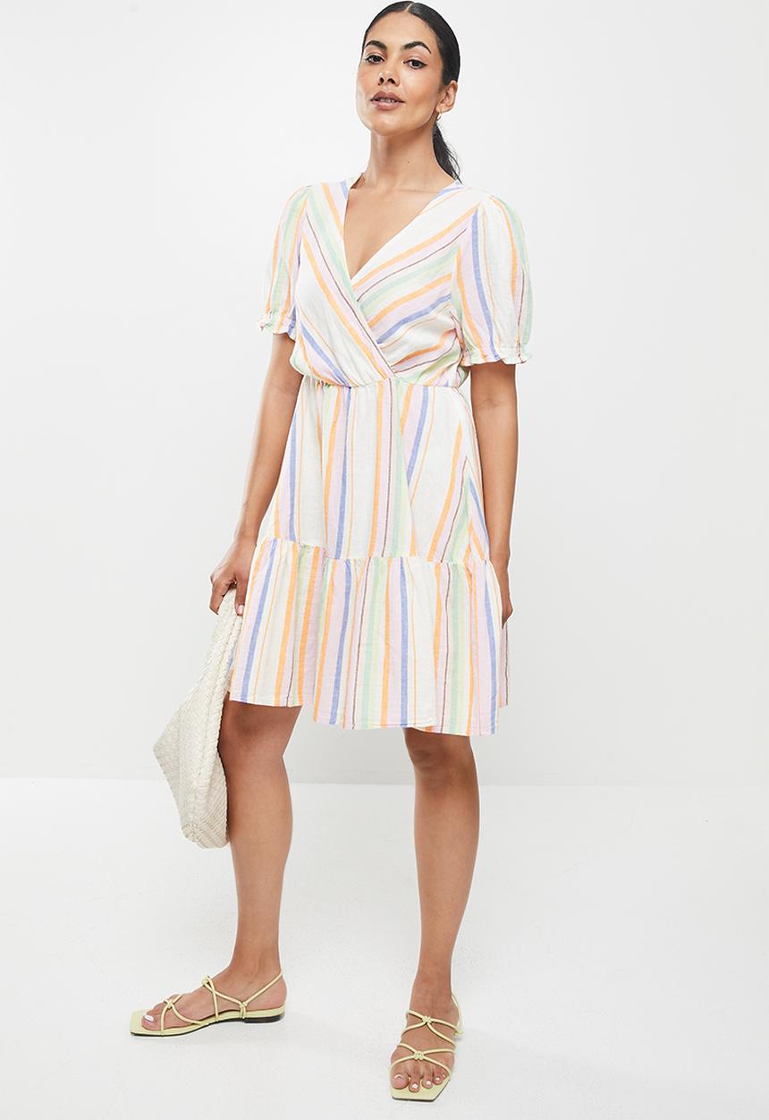 ONLY - Tinna short sleeve wrap dress - flame orange