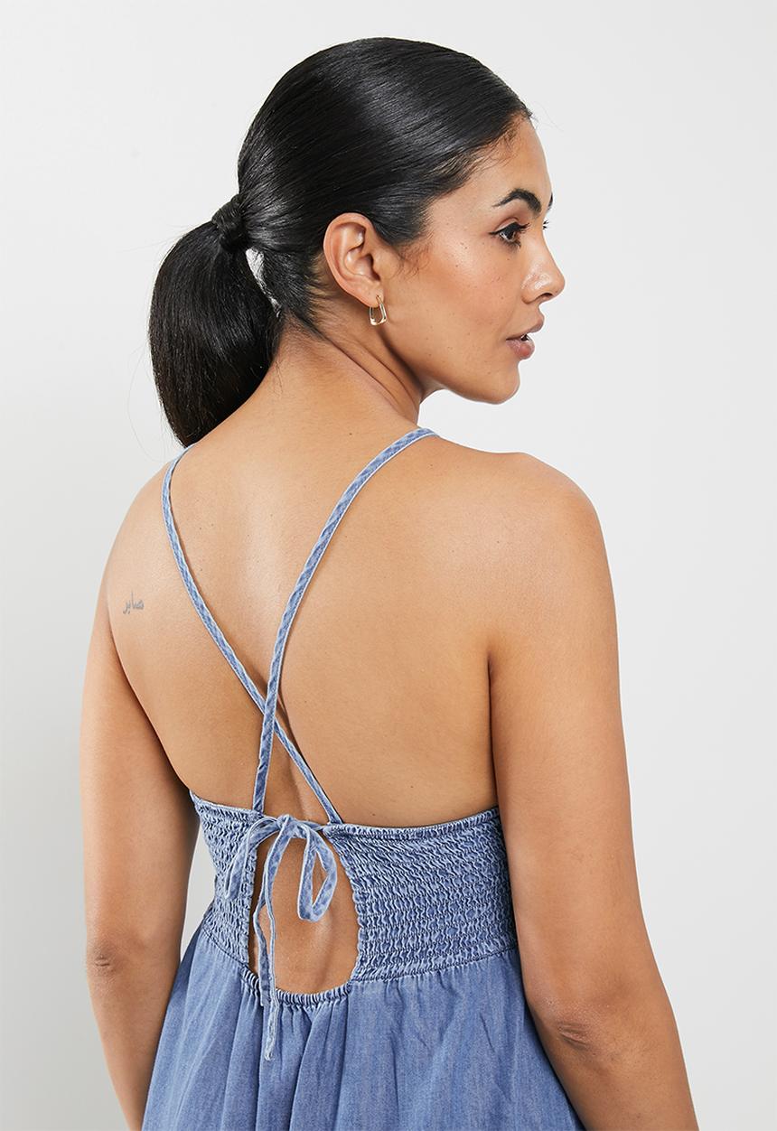 ONLY - Bea life sleeveless long smock denim dress - medium blue