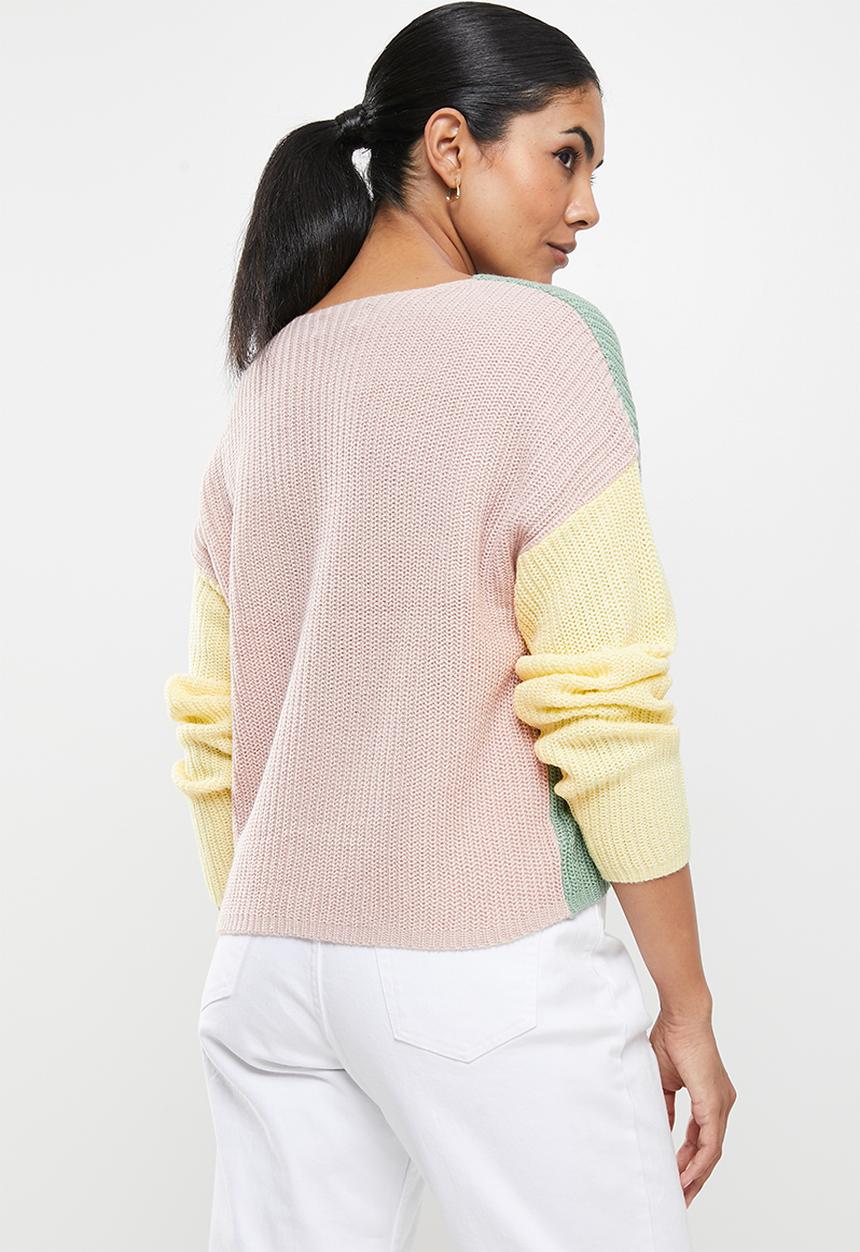 ONLY - Nicci long sleeeve block pullover - creme de menthe