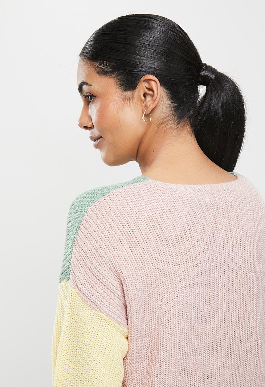 ONLY - Nicci long sleeeve block pullover - creme de menthe
