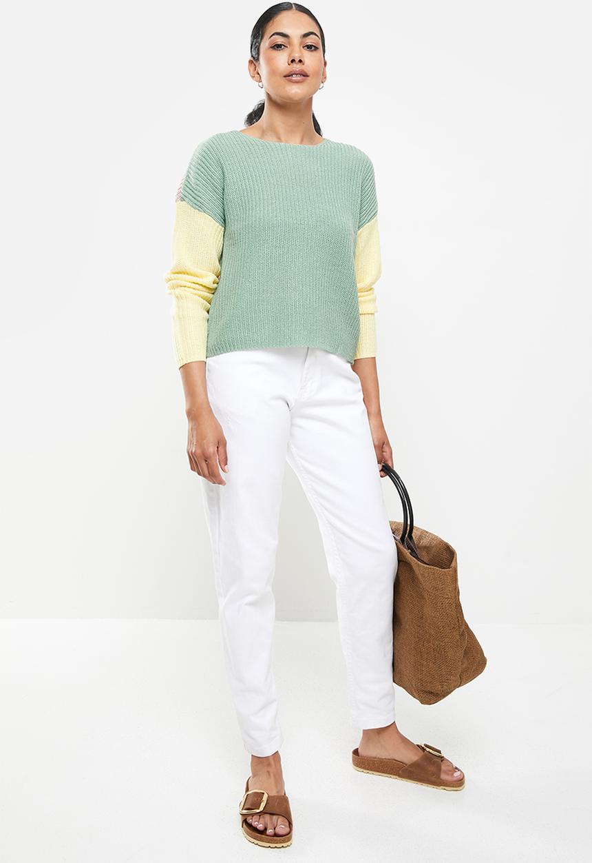 ONLY - Nicci long sleeeve block pullover - creme de menthe