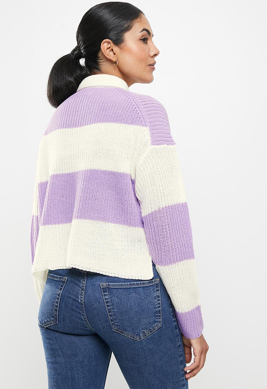 ONLY - Nicci long sleeve block polo pullover - cloud dancer