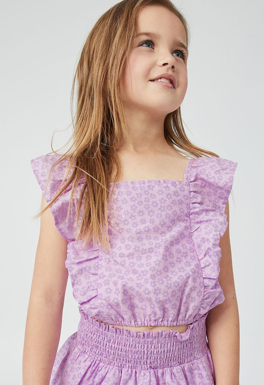 Cotton On - Maggie frill top - lilac drop & ashbury floral