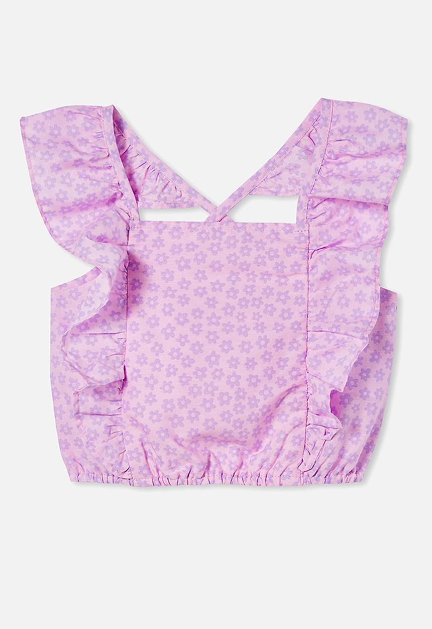 Cotton On - Maggie frill top - lilac drop & ashbury floral