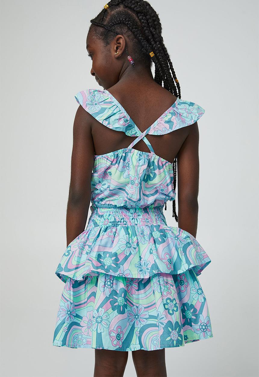 Cotton On - Maggie frill top - washed spearmint & sky haze hendricks floral