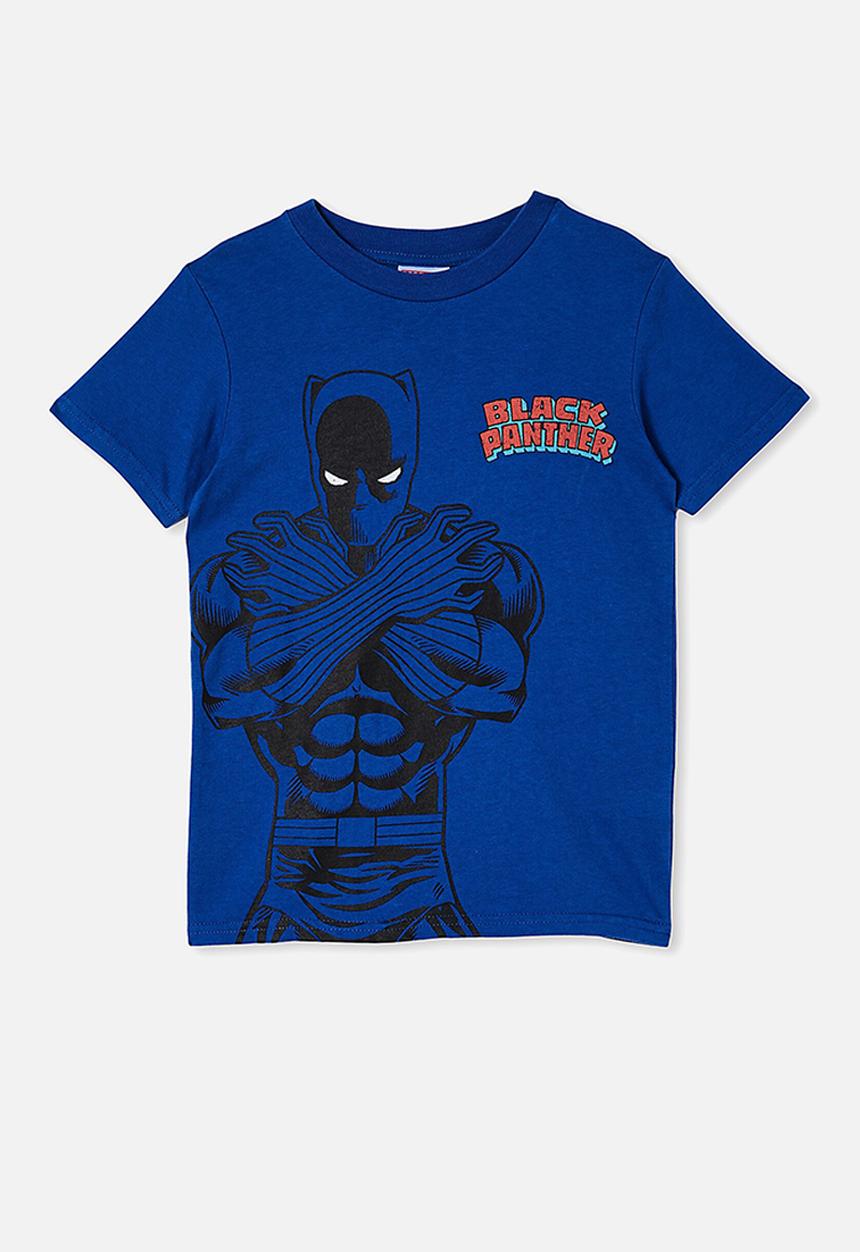 Cotton On - License short sleeve skater tee - lcn mar retro blue wash/black panther