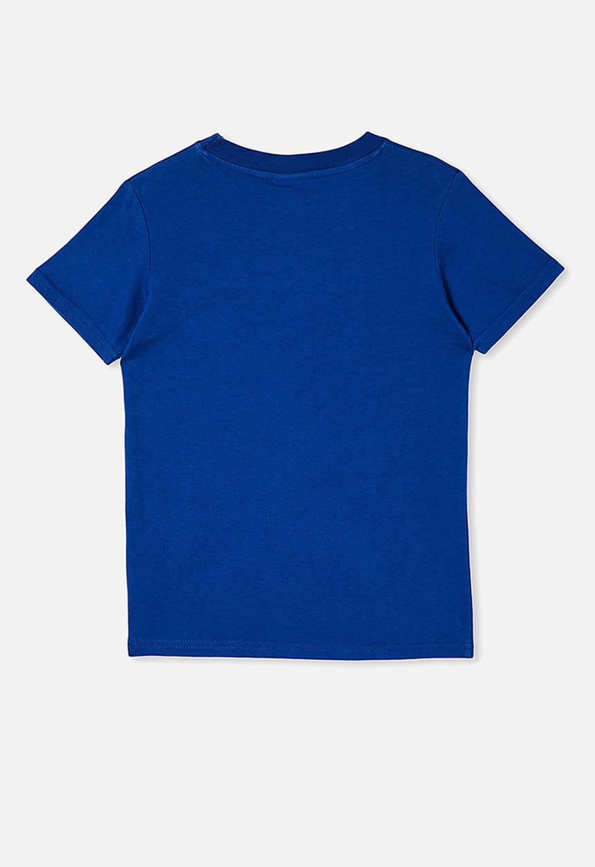 Cotton On - License short sleeve skater tee - lcn mar retro blue wash/black panther