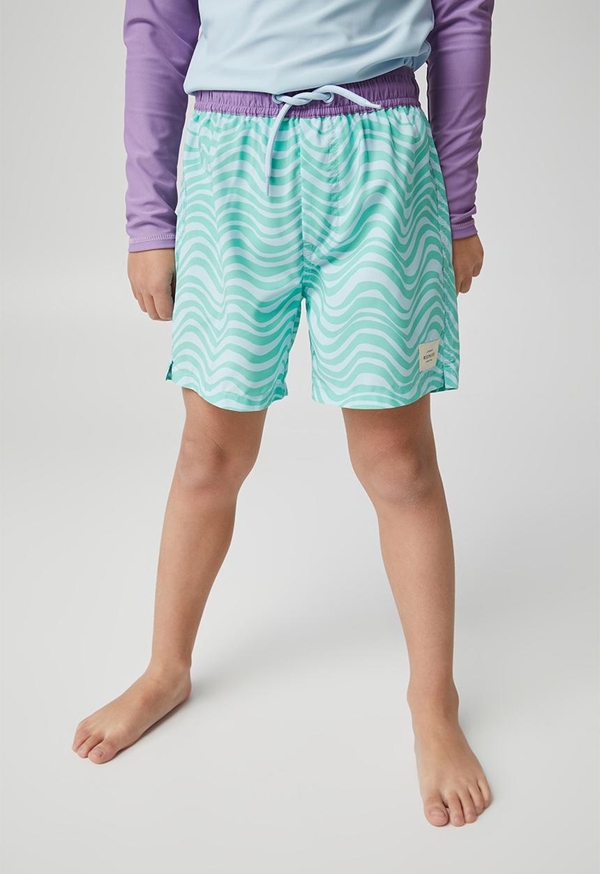 Cotton On - Benny boardshort - frosty blue & funky green wave