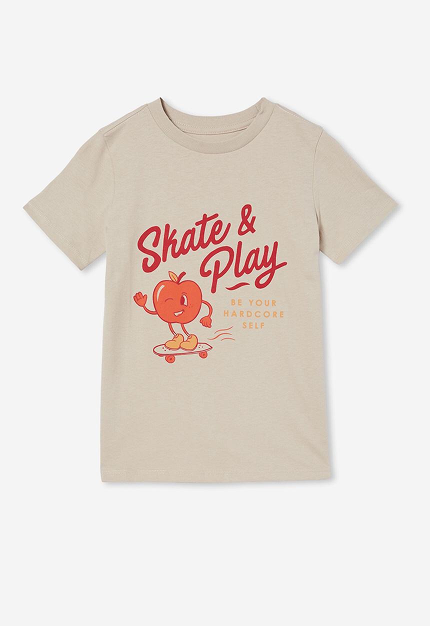 Cotton On - Max skater short sleeve tee - rainy day/skate of mind