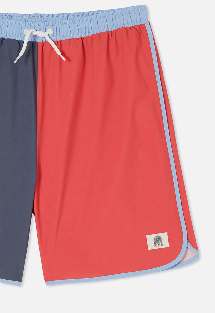 Cotton On - Benny curved hem boardshort - vintage navy & red 