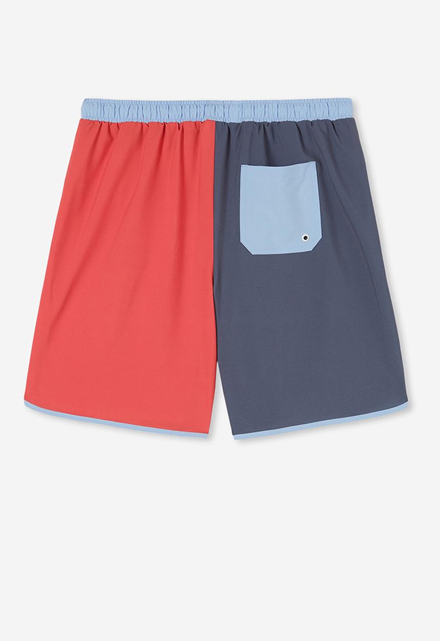 Cotton On - Benny curved hem boardshort - vintage navy & red 