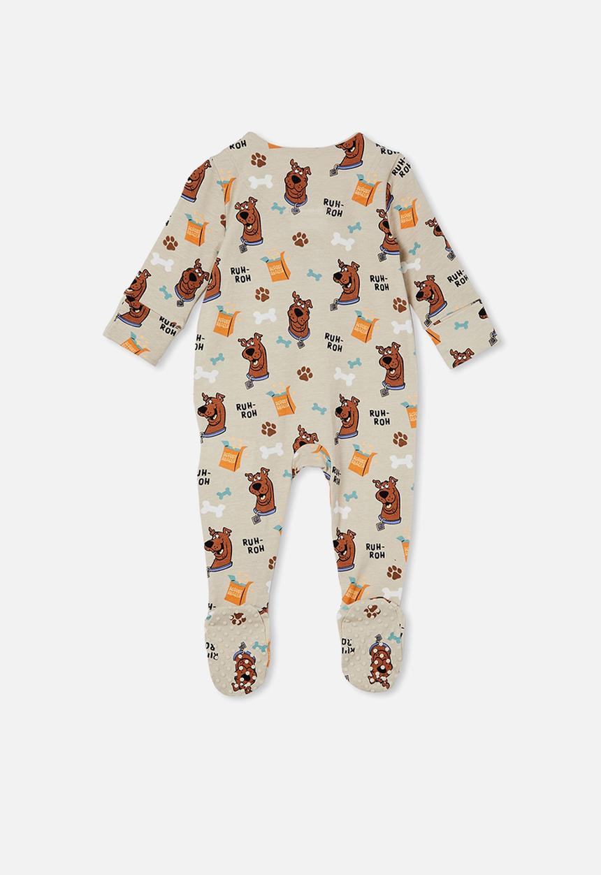 Cotton On - The long sleeve zip romper - lcn wb rainy day/scooby doo snack time