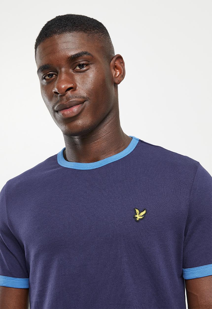 Lyle & Scott - Ringer T-shirt - navy & spring blue