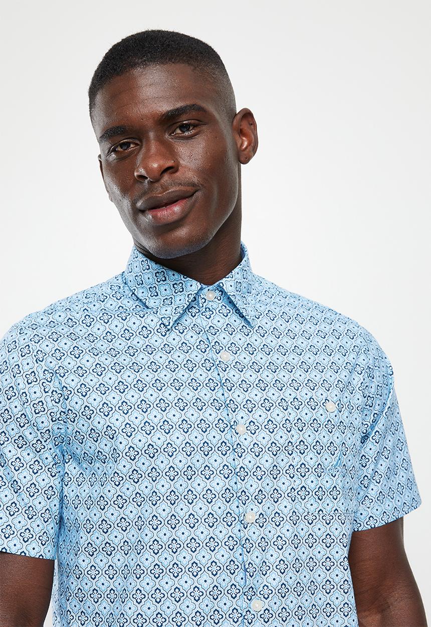 Nautica - Nautical short sleeve blue print - bright white & blue
