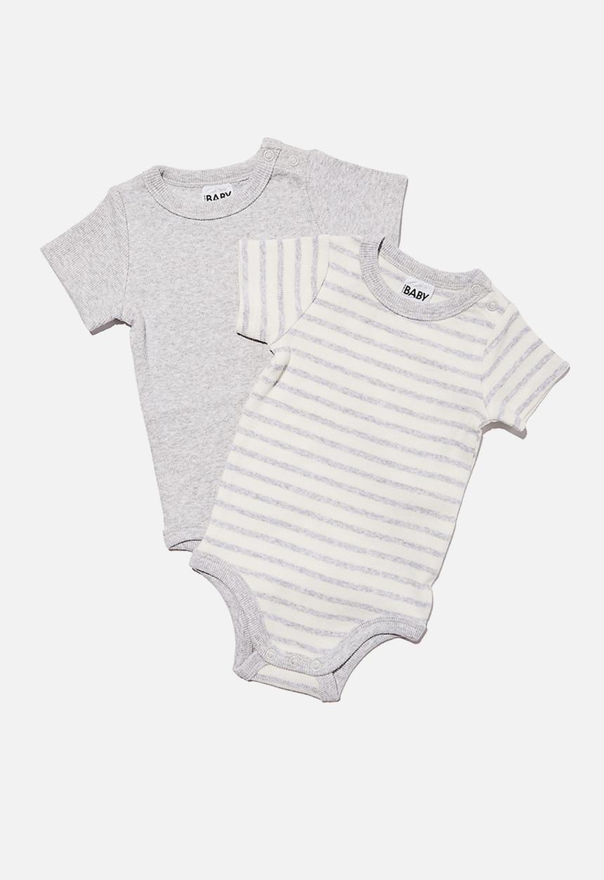 Cotton On - 2 Pack essentials short sleeve bubbysuit - cloud marle