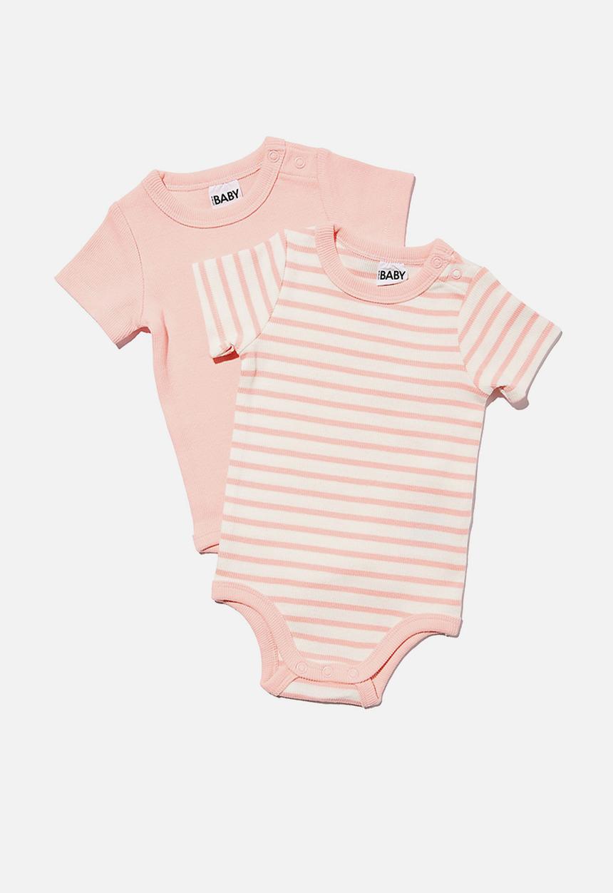 Cotton On - 2 Pack essentials short sleeve bubbysuit - coral dreams