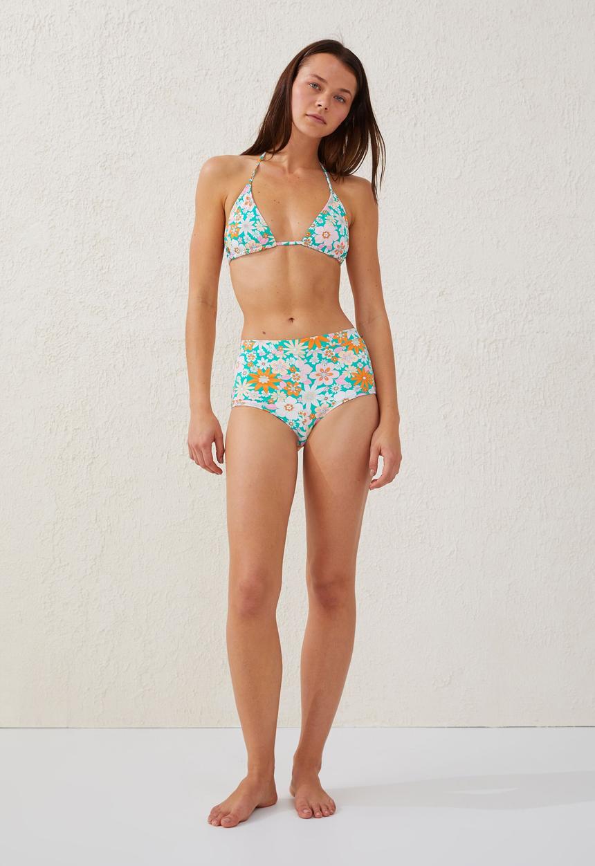 Cotton On - Boyleg full bikini bottom - retro layered emerald floral