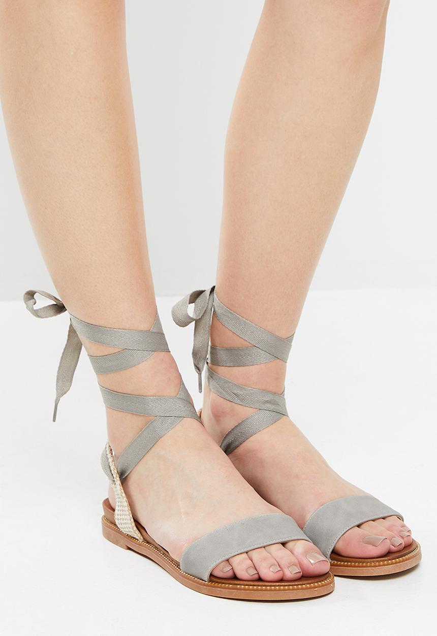 Butterfly Feet - Ellie 4 ankle tie sandal - grey