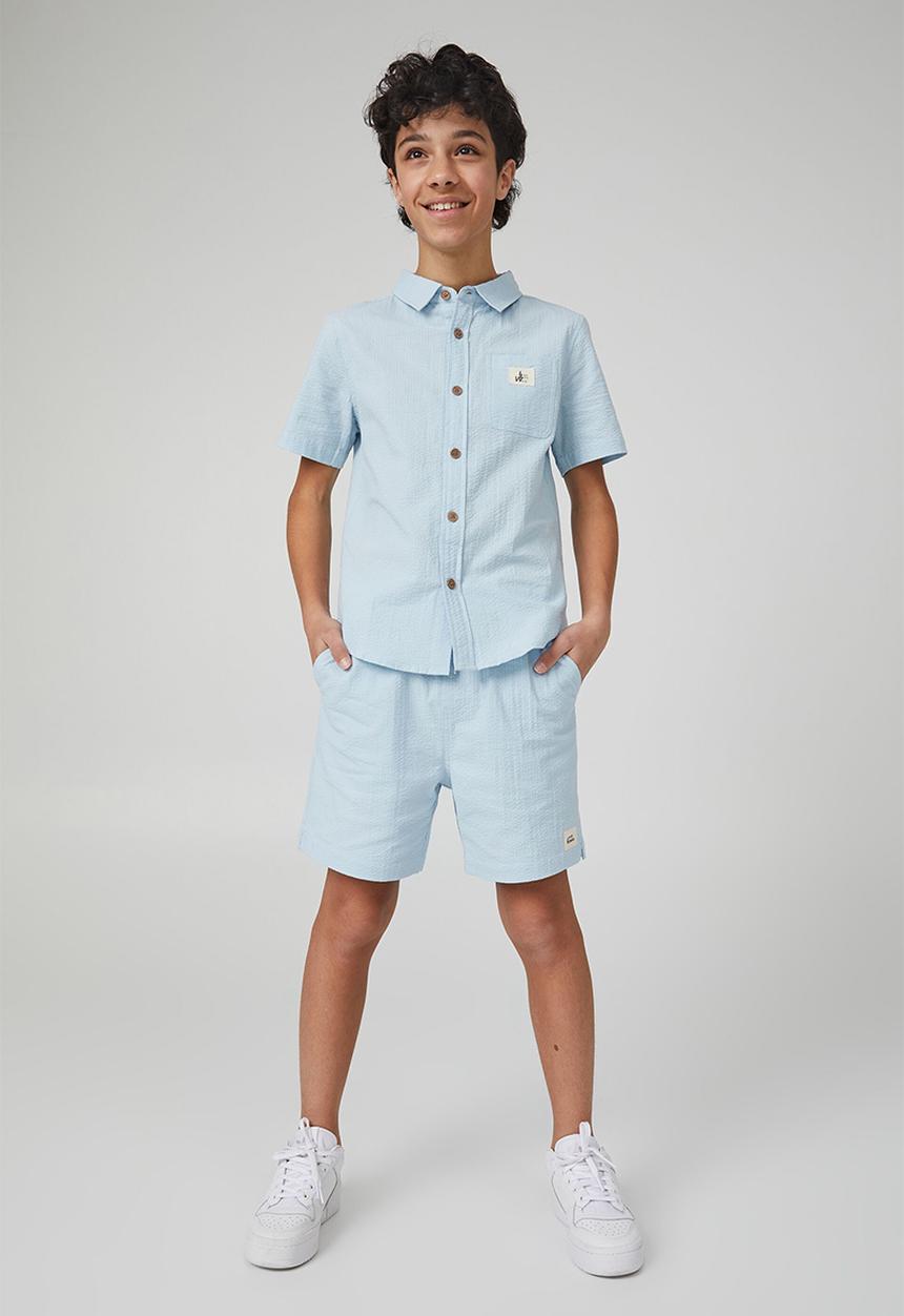 Cotton On - St tropez short sleeve shirt - frosty blue wash