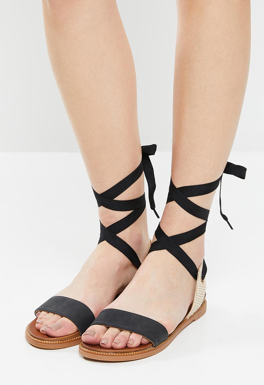 Butterfly Feet - Ellie 4 ankle tie sandal - black