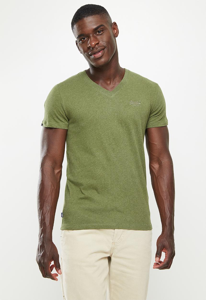 Superdry. - Vintage logo emb vee tee - thrift olive marl