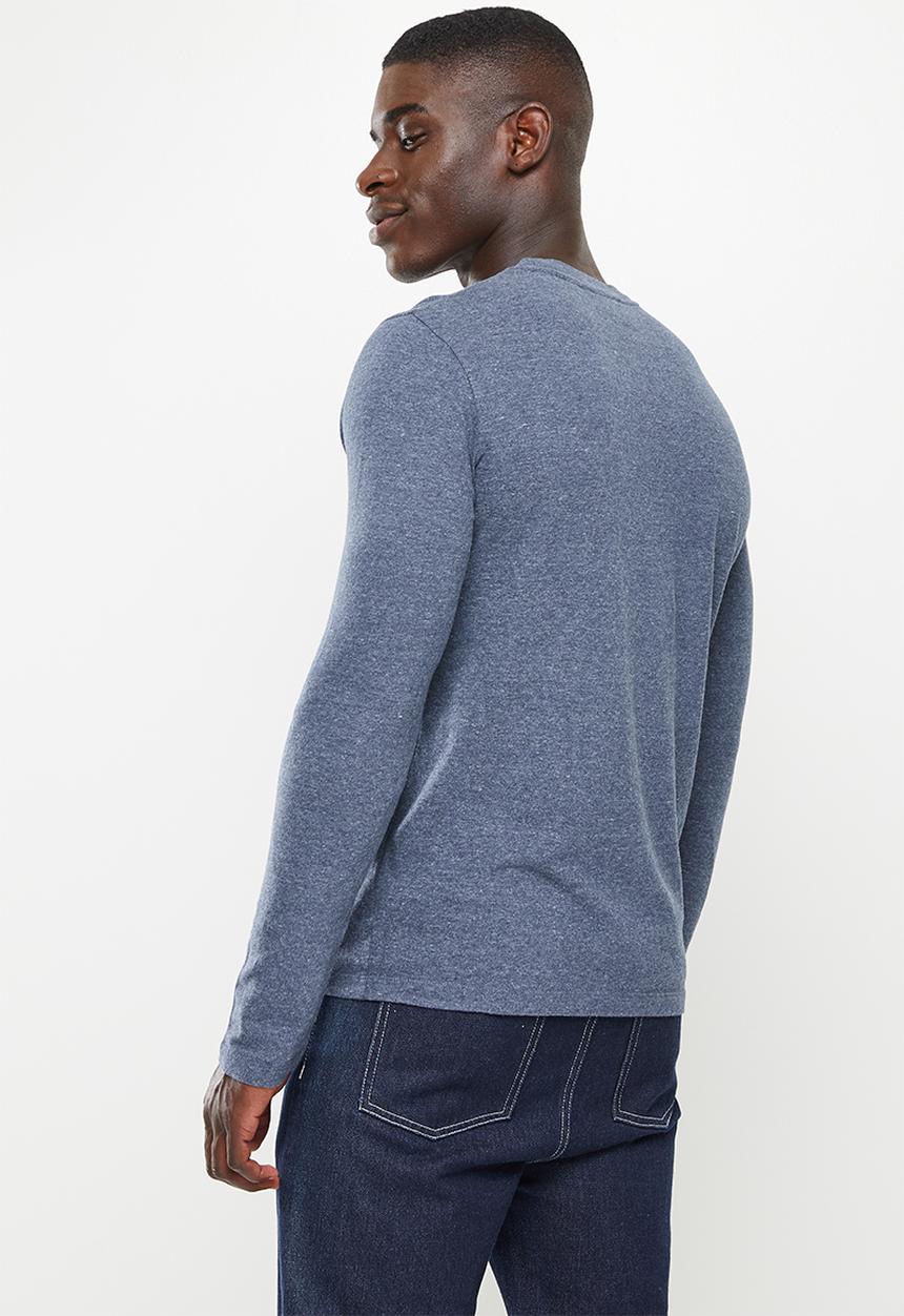 Superdry. - Vintage logo emb long sleeve top - navy marl