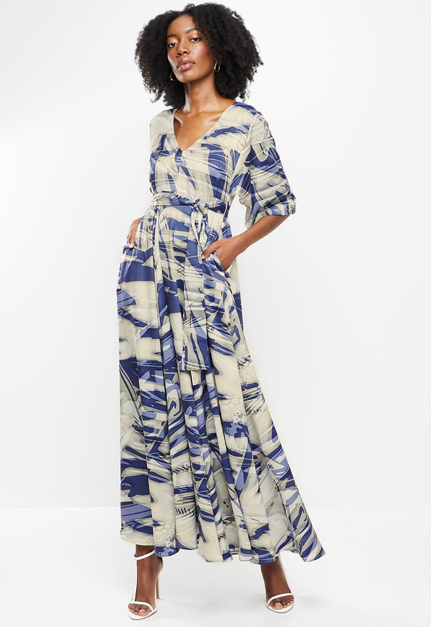 AMANDA LAIRD CHERRY - Walmer dress - navy & taupe floral