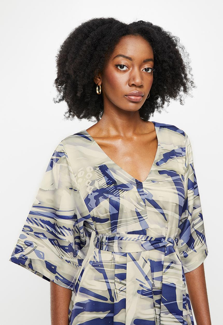 AMANDA LAIRD CHERRY - Walmer dress - navy & taupe floral