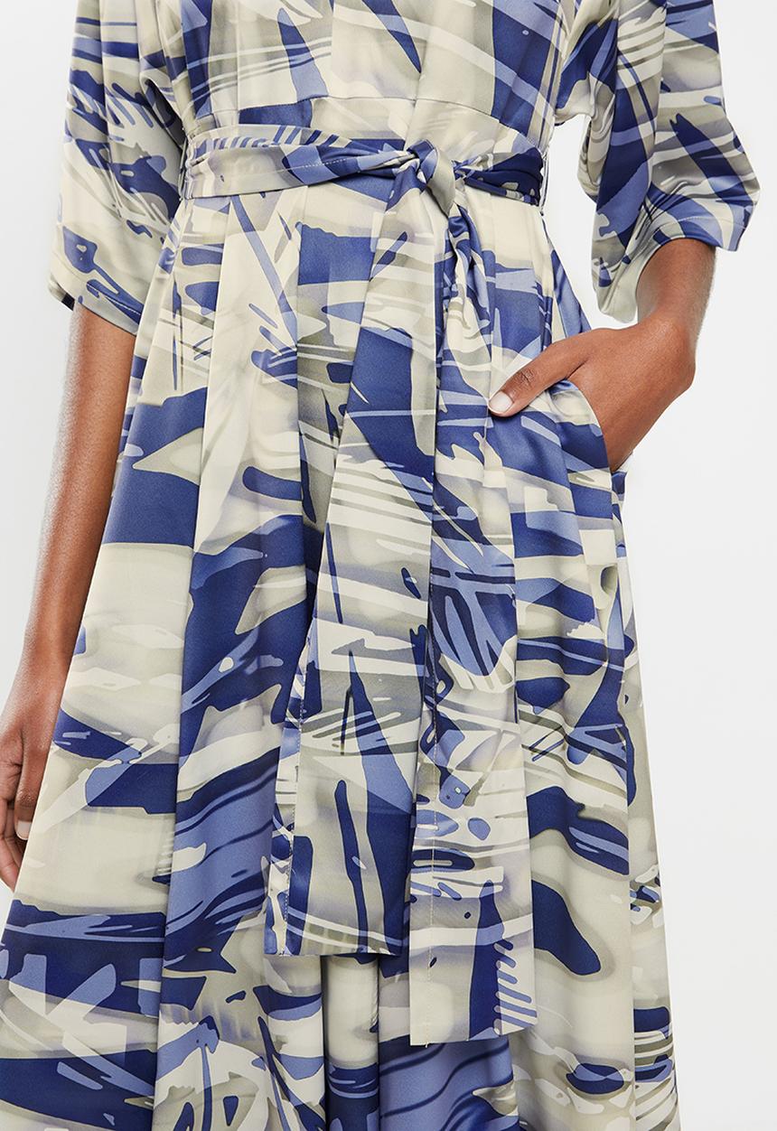 AMANDA LAIRD CHERRY - Walmer dress - navy & taupe floral