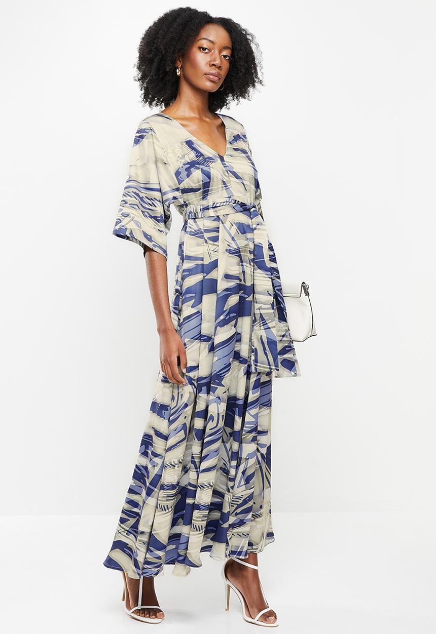 AMANDA LAIRD CHERRY - Walmer dress - navy & taupe floral