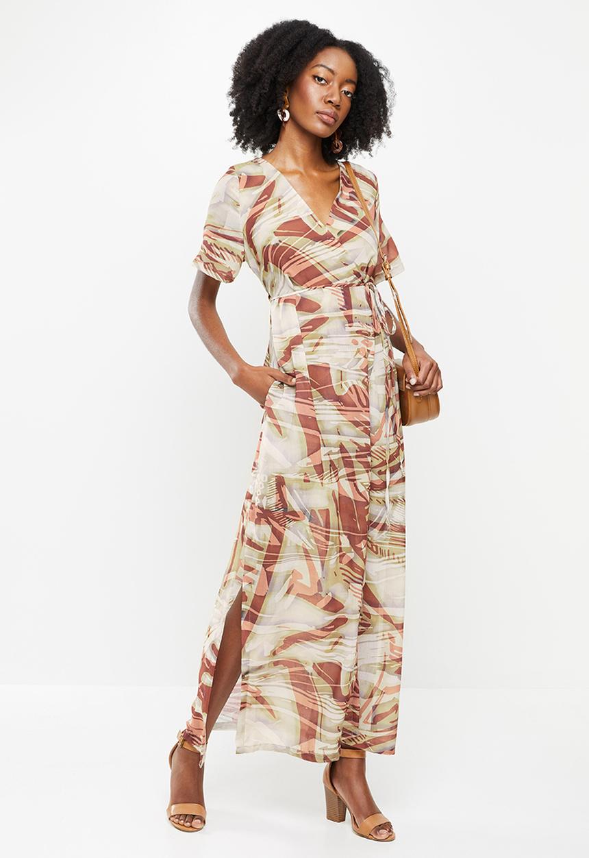 AMANDA LAIRD CHERRY - Vredehoek dress - rust, white & stone