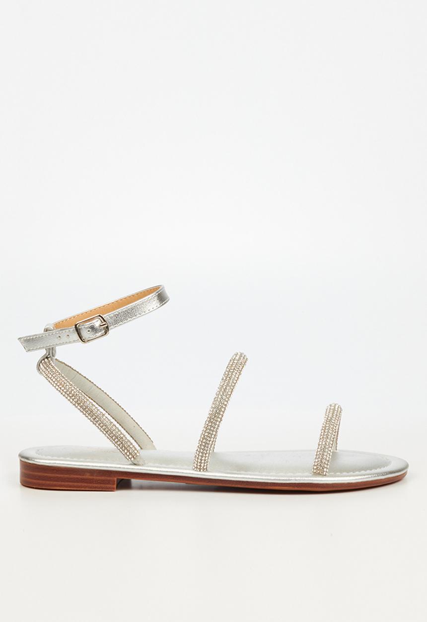 Miss Black - Sicily17 ankle tie sandal - silver
