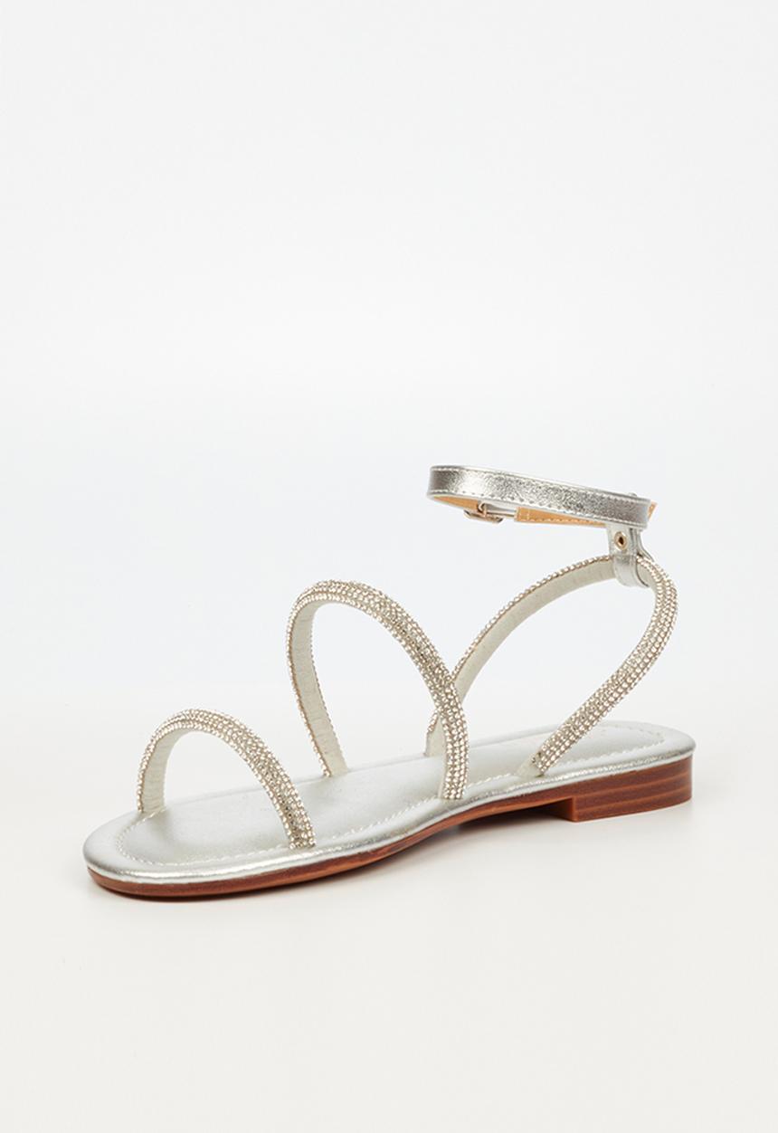 Miss Black - Sicily17 ankle tie sandal - silver