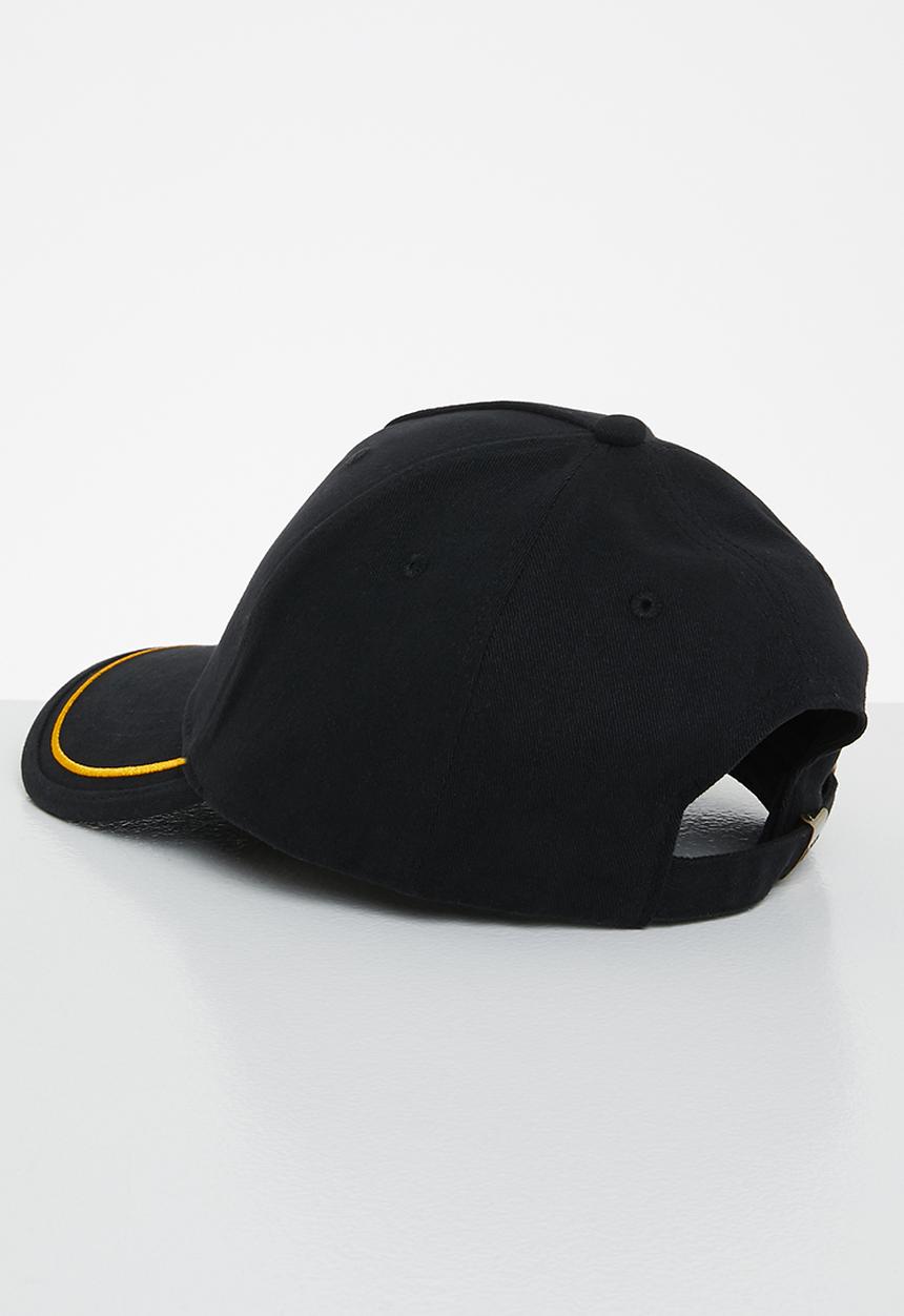 POLO - Mens 5 panel contrast piping peak - black