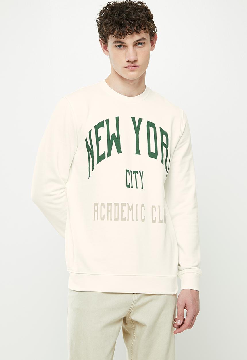 Only & Sons - Onsdylan reg collegiate print sweat - white
