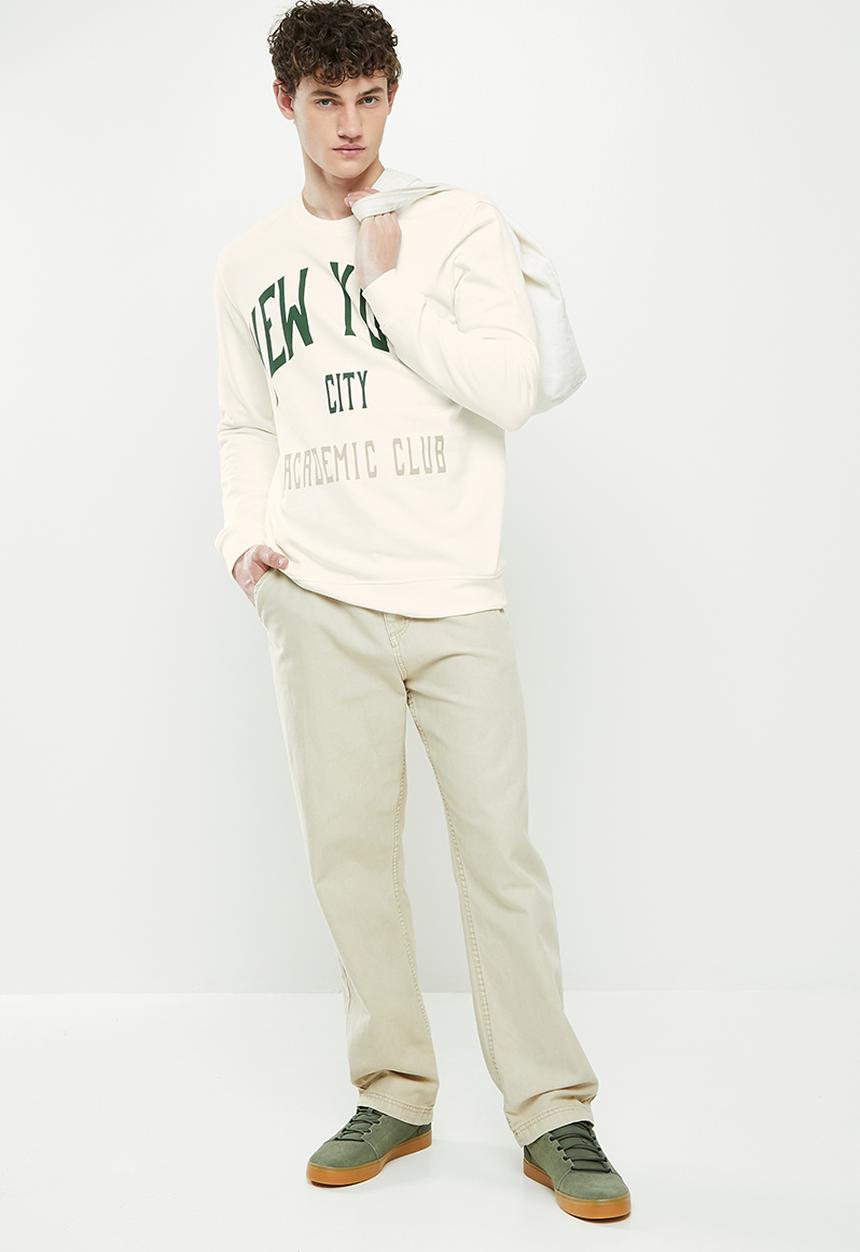 Only & Sons - Onsdylan reg collegiate print sweat - white
