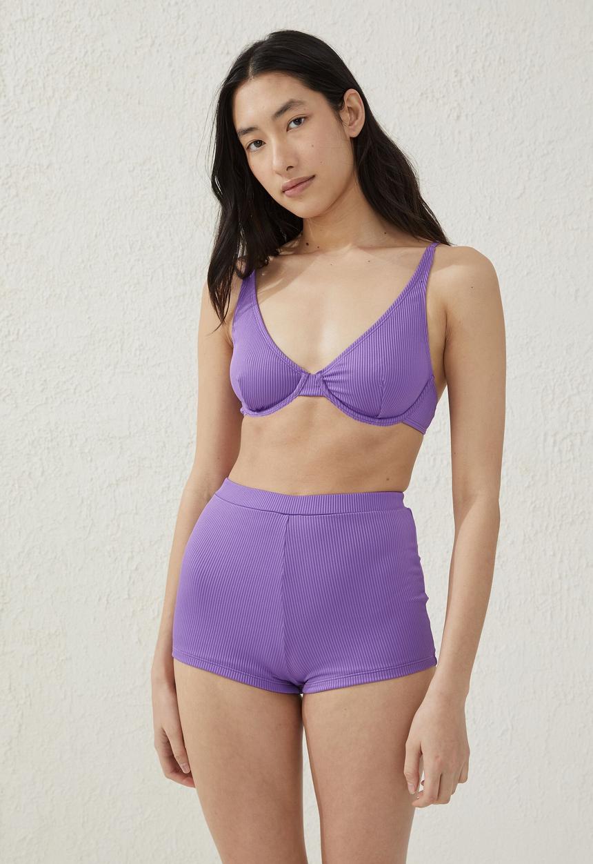Cotton On - Swim shortie - purple pansy rib