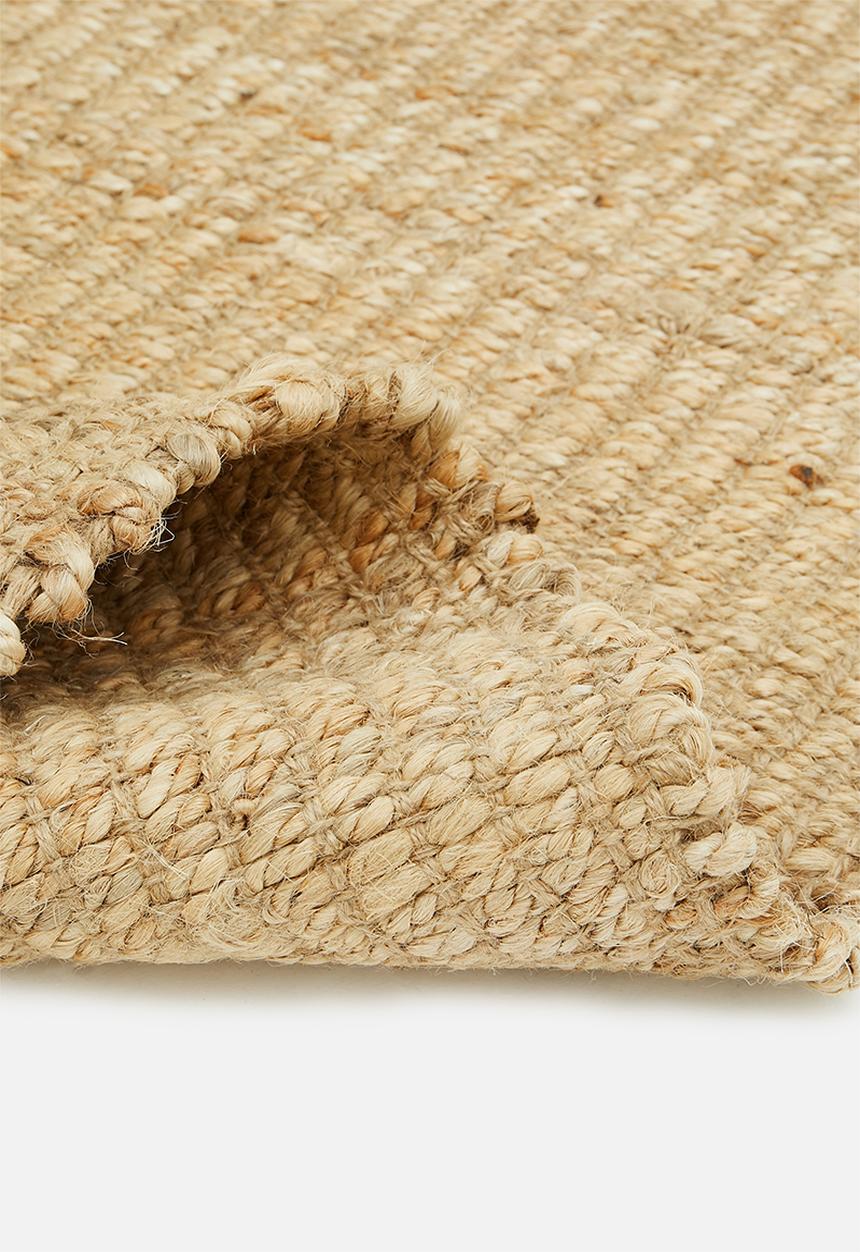 Plain ribbed jute rug - natural
