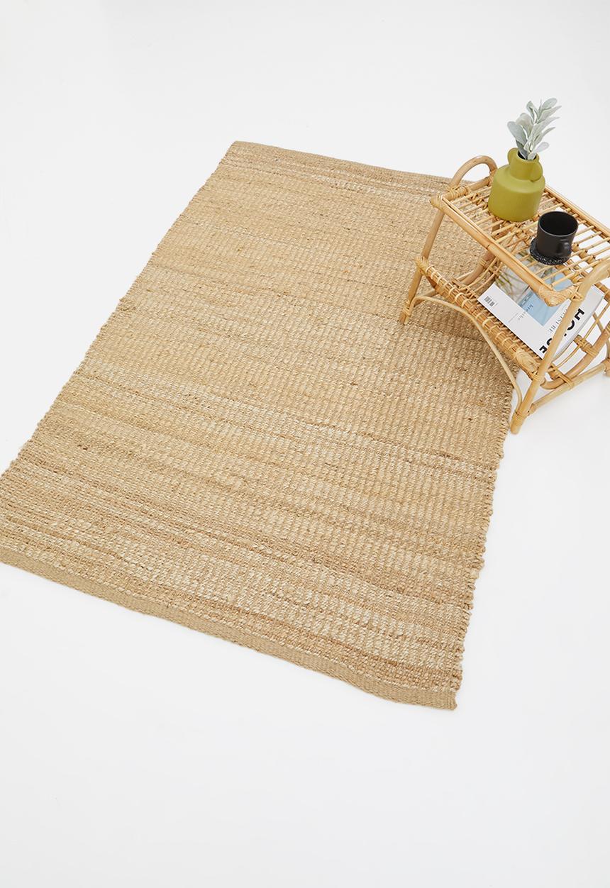 Plain ribbed jute rug - natural