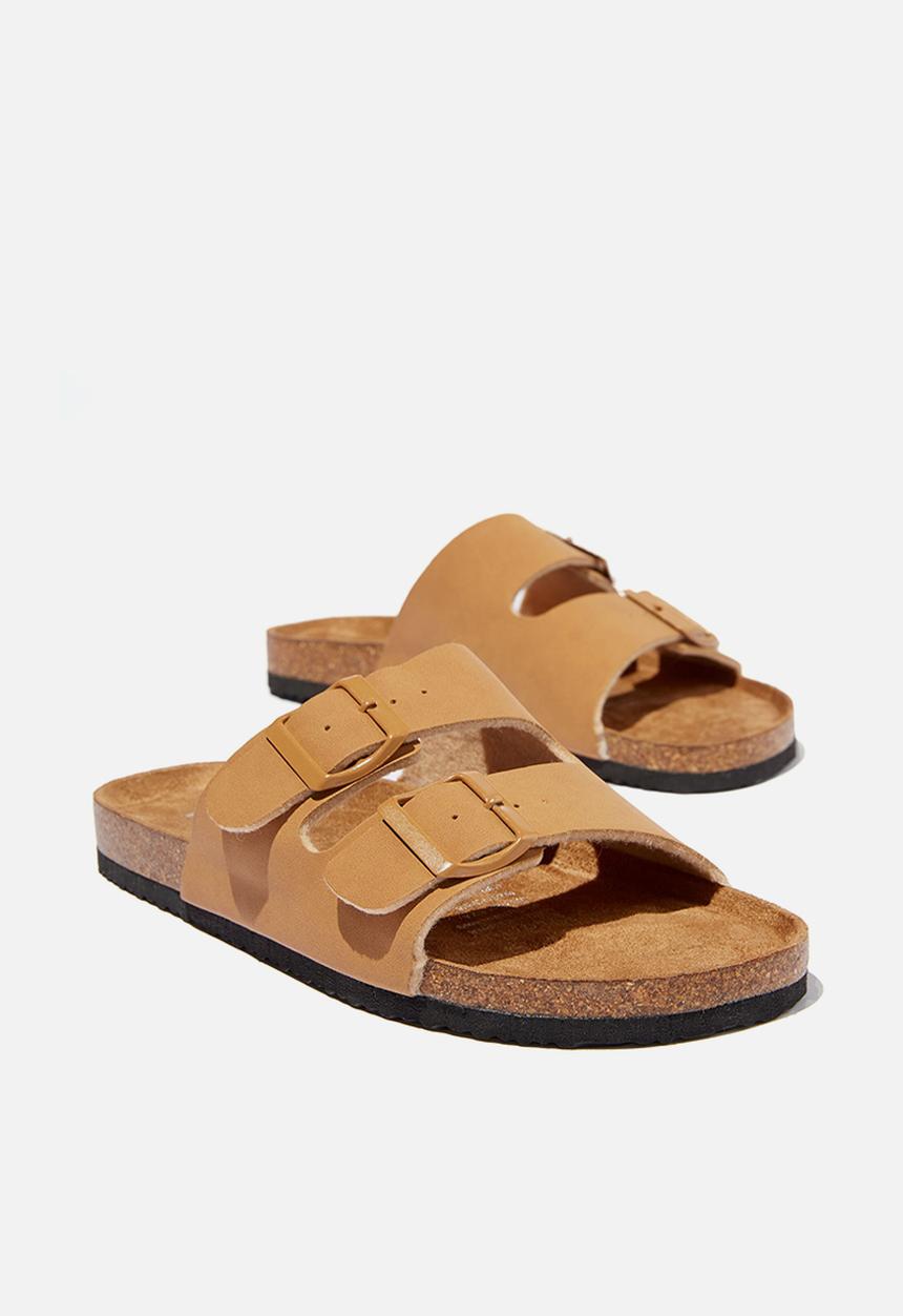 Cotton On - Rex double buckle slide - light camel nubuck