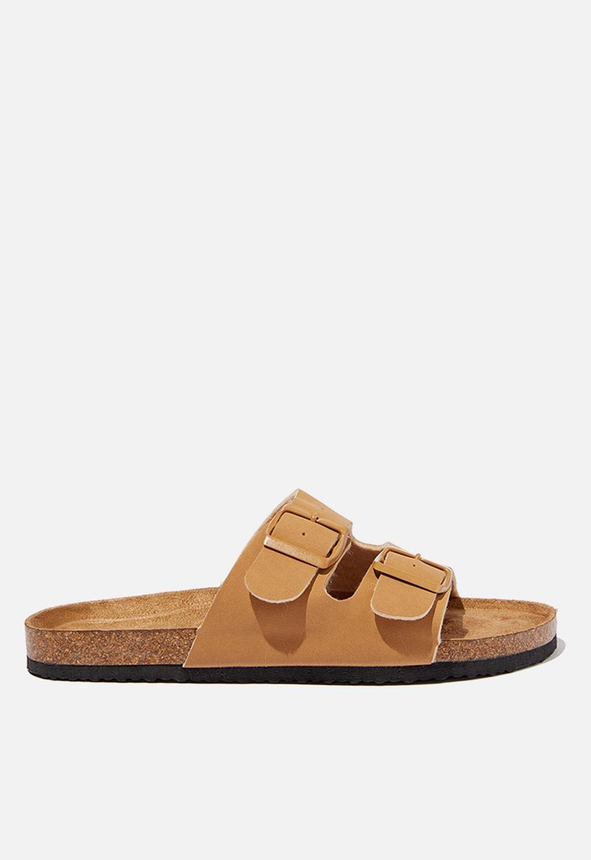 Cotton On - Rex double buckle slide - light camel nubuck